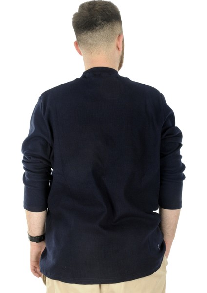 Büyük Beden Uzun Kol Yarım Balıkçı Kazak 22558 Lacivert modelleri