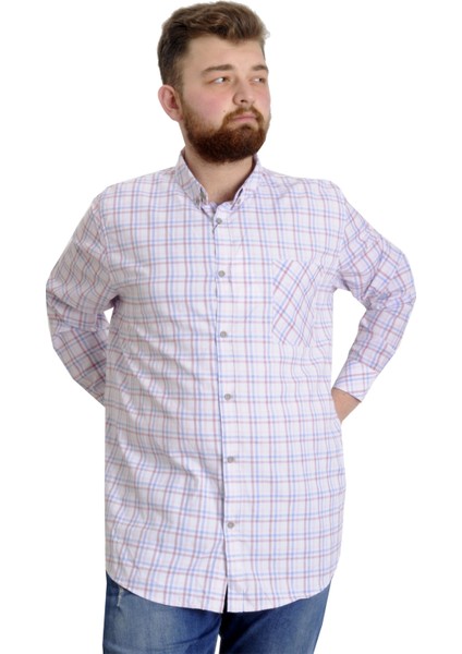 Büyük Beden Erkek Gömlek Ekose Uzun Kollu 23300 Somon fiyatları