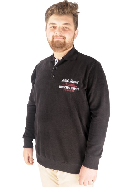Erkek Sweat Polo Selanik Embroidered 20442 Siyah