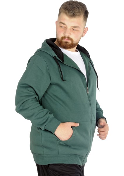 Mode Xl Erkek Sweatshirt Kapşonlu Zippered Basic 20543 Nefti fiyatları