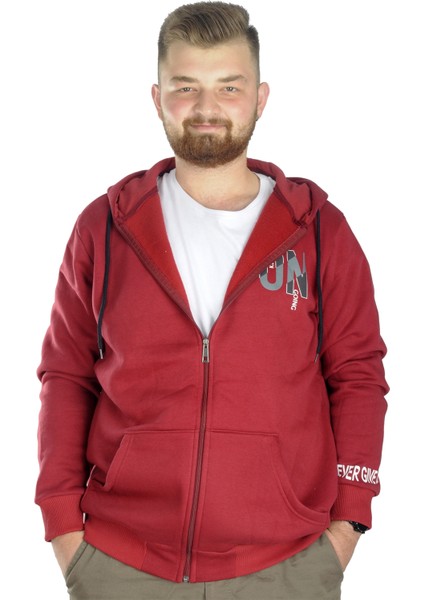 Erkek Sweat Kapşon Fermuarlı Keep On 22533 Bordo