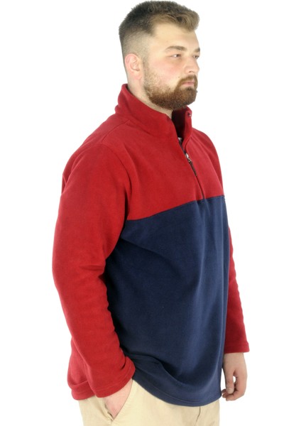 Erkek Sweat Polo Yaka Yarım Fermuarlı Polar 22552 Bordo fiyatları