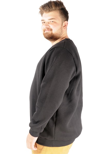 Erkek Sweatshirt Bisiklet Yaka Siyah Renk Geri Dönüşümlü Uzun Kol Tasarım fiyatları