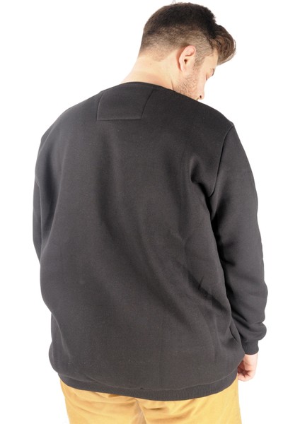 Erkek Sweatshirt Bisiklet Yaka Siyah Renk Geri Dönüşümlü Uzun Kol Tasarım modelleri