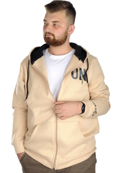 Erkek Sweat Kapşon Fermuarlı Keep On 22533 Bej