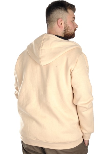 Erkek Sweat Kapşon Fermuarlı Keep On 22533 Bej