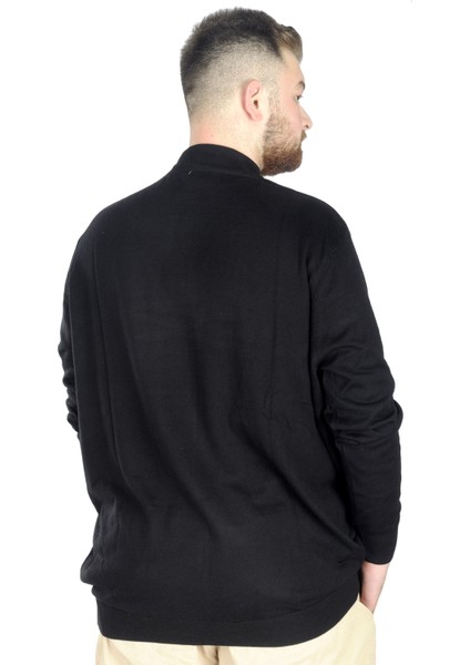 Büyük Beden Kazak Erkek Yarım Balıkçı Dik Yaka Siyah Renk Günlük Kullanım İçin fırsatları