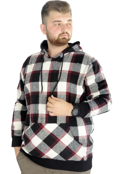 Erkek Oduncu Kapsonlu Sweat Kanguru 22528 Bordo