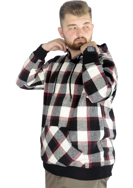 Erkek Oduncu Kapsonlu Sweat Kanguru 22528 Bordo