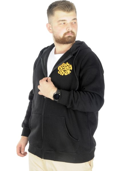 Erkek Sweat Kapşonlu Fermuarlı Karmashek 22538 Siyah