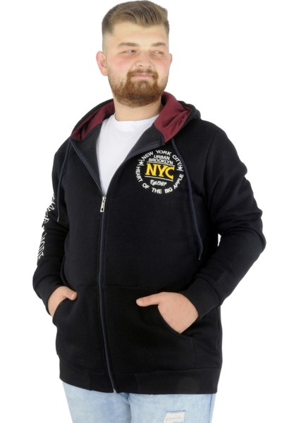 Erkek Sweat Kapşonlu Fermuarlı Nyc 22520 Lacivert