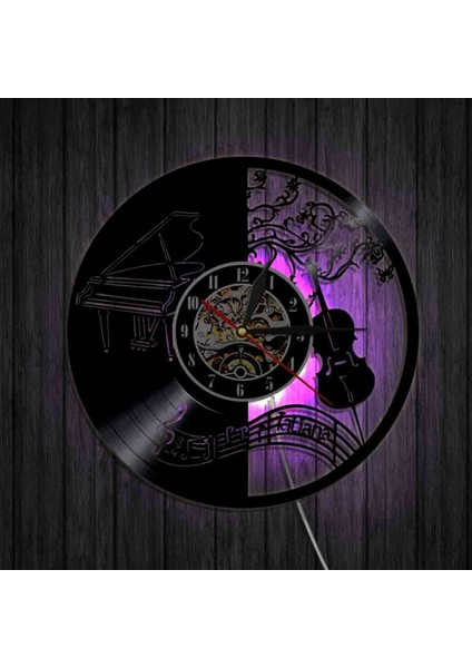 Müzik Vinil Kayıt Duvar Saati - Müzik Aleti Keman Piyano LED Işık Duvar Saati - Vinil Saat - Oturma Odası Duvar Dekoru - Müzik Aşığı Için Hediyeler (Yurt Dışından) modelleri
