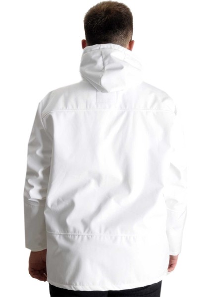 Büyük Beden Softshell Waterproff Kapşonlu Mont 21235 Beyaz fırsatları