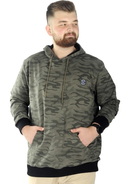 Erkek Sweat Kapşon Kanguru Kamuflaj 22547 Haki