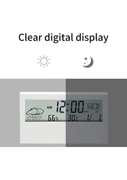 Iç Mekan Dijital Saat Termometre Çalar Saat LCD Haftanın Günü Okunması Kolay Takvim Hatırlatmalar Ev Için Hava Durumu Izleme (Yurt Dışından)