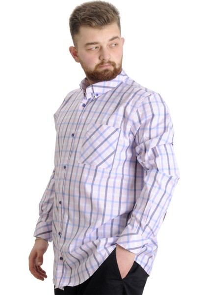 Büyük Beden Erkek Gömlek Ekose Uzun Kollu 23300 Krem fiyatları