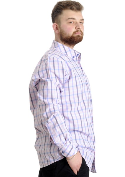 Büyük Beden Erkek Gömlek Ekose Uzun Kollu 23300 Krem modelleri