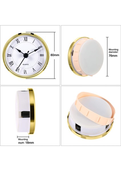 Yuvarlak Saat Parçası 3-1/8 Inç (80 Mm) Kuvars Hareketi Romen Rakamıyla Altın Kaplama (Altın Kaplama) (Yurt Dışından) fiyatları