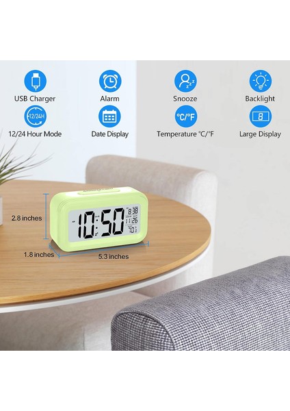 Erkek Çocuklar Için Dijital Çalar Saatler, USB Şarj Cihazıyla Yatak Odaları Için Yükseltilmiş 5,5 "elektronik LCD Saatler, Akıllı Gece Lambası, 12/24 Saat, Iç Mekan Sıcaklığı, Yata (Yurt Dışından) fiyatları