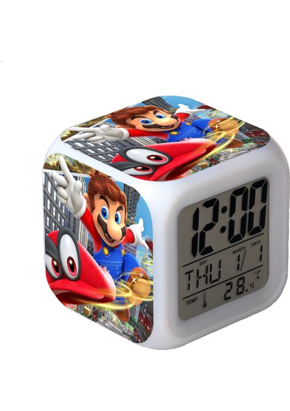 R-Timer Super Mario Bros 7 Renk Değiştirilebilir Dijital Çalar Saat, Zaman, Sıcaklık, Alarm, Tarih (Yurt Dışından)