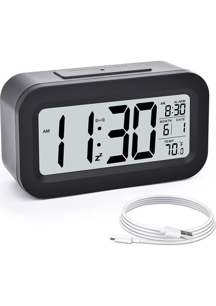 Çocuklar Için Dijital Çalar Saat, Geniş Ekranlı Yükseltilmiş LCD Çalar Saatler, Akıllı Gece Lambası, 12/24 Saat, Iç Mekan Sıcaklığı, Yatak Odası Oturma Odası Ev Seyahat Ofisi Erkek (Yurt Dışından)