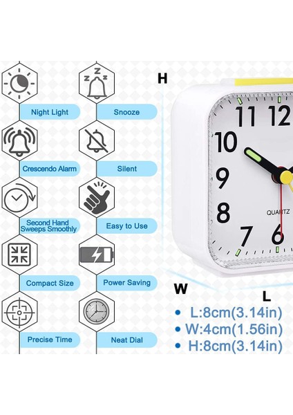 Sessiz Çalar Saat Pille Çalışan Geçmeyen Başucu Saatleri Büyük Ekran Temel Yatak Odası Saati Erteleme Gece Işığı Fonksiyonu Okunması Kolay Çalıştırma (Yurt Dışından)