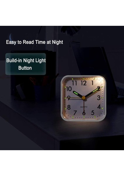 Sessiz Çalar Saat Pille Çalışan Geçmeyen Başucu Saatleri Büyük Ekran Temel Yatak Odası Saati Erteleme Gece Işığı Fonksiyonu Okunması Kolay Çalıştırma (Yurt Dışından)