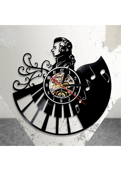Müzik Vinil Plak Duvar Saati - Piyano Tuşları Vinil Duvar Saati - Vinil Saat - Oturma Odası Duvar Dekoru - Müzik Aşığı Için Benzersiz Hediyeler (Yurt Dışından)