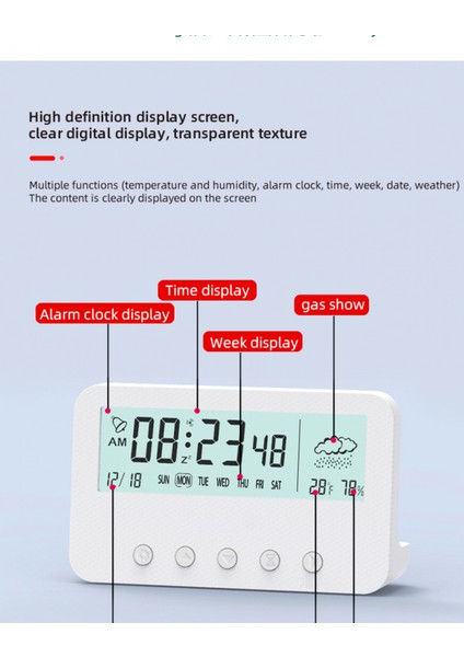 Dekorasyon Çok Fonksiyonlu Çalar Saat Dilsiz LED Elektronik Saat Öğrenci Çocuklar Için Aydınlık Dijital Islak Sıcaklık (Beyaz) (Yurt Dışından) fırsatları