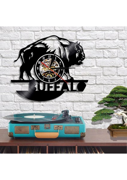 Müzik Vinil Plak Duvar Saati - Bison Retro Duvar Saati - Vinil Saat - Oturma Odası Duvar Dekoru - Müzik Severler Için Benzersiz Hediyeler (Yurt Dışından)