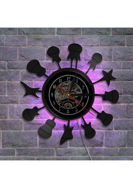 Müzik Vinil Kayıt Duvar Saati - Enstrüman Gitar Serisi LED Işık Duvar Saati - Vinil Saat - Oturma Odası Duvar Dekoru - Müzik Aşığı Için Benzersiz Hediyeler (Yurt Dışından)