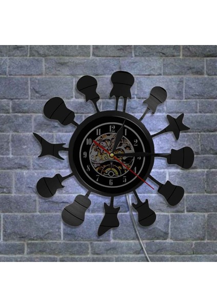 Müzik Vinil Kayıt Duvar Saati - Enstrüman Gitar Serisi LED Işık Duvar Saati - Vinil Saat - Oturma Odası Duvar Dekoru - Müzik Aşığı Için Benzersiz Hediyeler (Yurt Dışından)