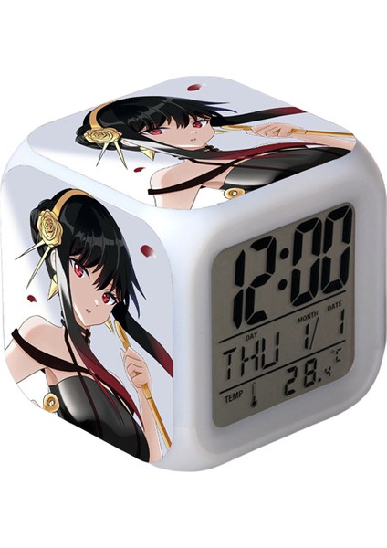Anime Çalar Saat Tek Parça LED Kare Saat Zaman, Sıcaklık, Alarm, Tarih ile Dijital Çalar Saat (Yurt Dışından)