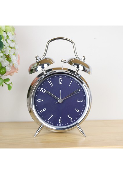 Derin Uyuyanlar Için Yüksek Sesli Alarm Yatak Odası ve Ev Dekorasyonu Için Arkadan Aydınlatmalı 4 '' Ikiz Zil Çalar Saat (Mavi) (Yurt Dışından)