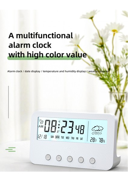 Dekorasyon Çok Fonksiyonlu Çalar Saat Dilsiz LED Elektronik Saat Öğrenci Çocuklar Için Aydınlık Dijital Islak Sıcaklık (Pembe) (Yurt Dışından) fiyatları
