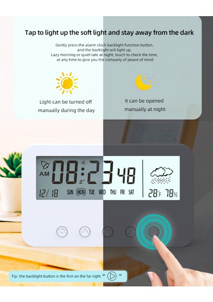 Dekorasyon Çok Fonksiyonlu Çalar Saat Dilsiz LED Elektronik Saat Öğrenci Çocuklar Için Aydınlık Dijital Islak Sıcaklık (Pembe) (Yurt Dışından) indirimleri