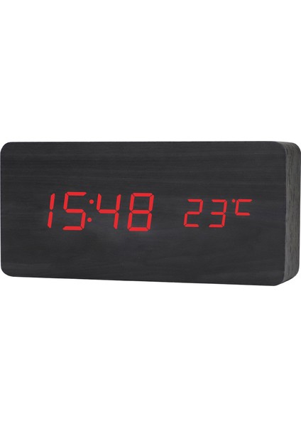 Retro Ahşap Çalar Saat Yaratıcı Dilsiz Öğrenci LED Işıklı Elektronik Saat Moda Ahşap Saat Oturma Odası Başucu Masa Saati (Siyah Ahşap Kırmızı Işık) (Yurt Dışından)