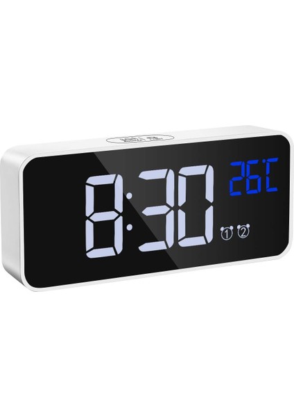 Dijital Çalar Saat, Ayna LED Müzikli Dijital Saat, Ses Kontrolü, 4 Ayarlanabilir Parlaklık, Çift Alarm, Sıcaklık, Erteleme, Yatak Odası, Başucu, Ofis, Çocuklar, Yaşlılar Için USB Ş (Yurt Dışından)