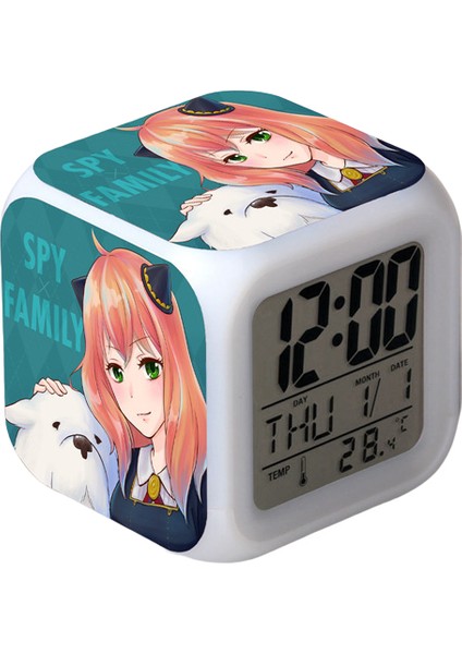 Anime Çalar Saat Tek Parça LED Kare Saat Zaman, Sıcaklık, Alarm, Tarih ile Dijital Çalar Saat (Yurt Dışından)