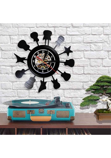 Müzik Vinil Plak Duvar Saati - Enstrüman Gitar Serisi Vinil Duvar Saati - Vinil Saat - Oturma Odası Duvar Dekoru - Müzik Aşığı Için Benzersiz Hediyeler (Yurt Dışından) fırsatları