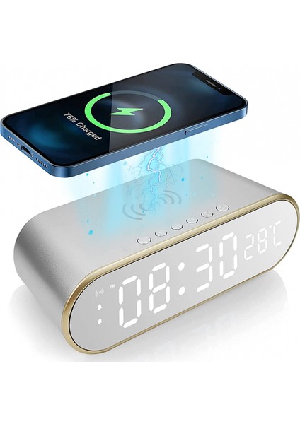 LED Dijital ?alar Saat Alarm ?arj Cihaz? Büyük Ekran USB ?arj Cihaz? Ayna Hacmi Erteleme Yatak Odas?, Oturma Odas? Gümü? (Yurt Dışından)