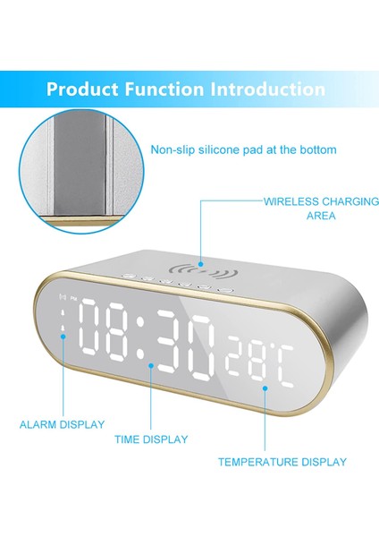 LED Dijital ?alar Saat Alarm ?arj Cihaz? Büyük Ekran USB ?arj Cihaz? Ayna Hacmi Erteleme Yatak Odas?, Oturma Odas? Gümü? (Yurt Dışından) modelleri