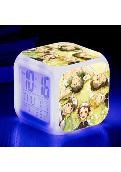 Anime Çalar Saat Tek Parça LED Kare Saat Zaman, Sıcaklık, Alarm, Tarih ile Dijital Çalar Saat (Yurt Dışından)