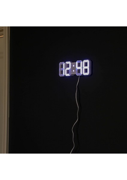 3 Ayarlanabilir Parlaklık Seviyesine ve Ac/dc Güç Adaptörüne Sahip Minimalist LED Saat - Dijital LED Masa Saati | Duvar Saati | Çalar Saat - Beyaz (Yurt Dışından)