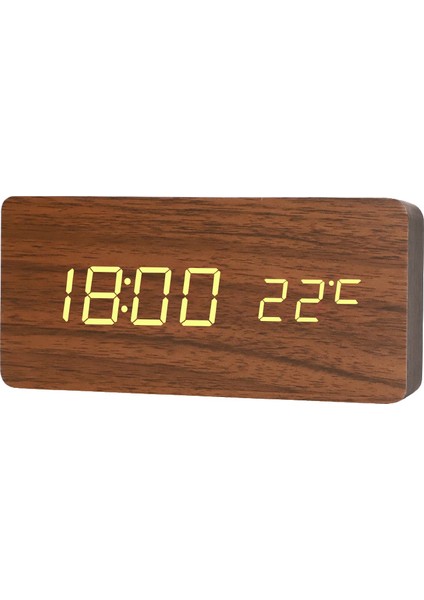 Retro Ahşap Çalar Saat Yaratıcı Dilsiz Öğrenci LED Işıklı Elektronik Saat Moda Ahşap Saat Oturma Odası Başucu Masa Saati (Kahverengi Ahşap Beyaz Lamba) (Yurt Dışından)