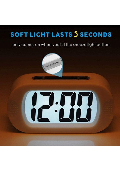 Çocuk Çalar Saat Erteleme ve Gece Işığı ile Büyük Dijital LCD Seyahat Alarm Saatleri - Artan Ses ve El Boyutu - Çocuklar Için En Iyi Hediye (Beyaz) (Yurt Dışından) fırsatları