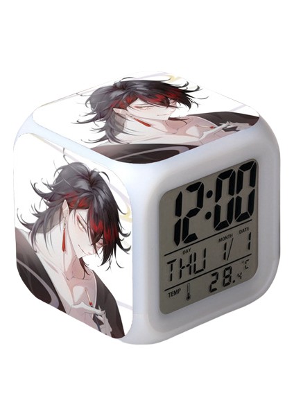 Anime Çalar Saat Tek Parça LED Kare Saat Zaman, Sıcaklık, Alarm, Tarih ile Dijital Çalar Saat (Yurt Dışından)