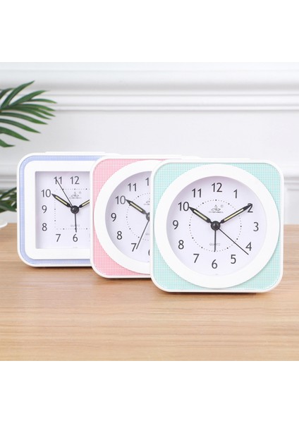 Inç Basit Stil Sessiz Gece Lambası ile Öğrenci Çocuk Yetişkin Sevimli Saat Yatak Odası Başucu Küçük Çalar Saat (Pembe) (Yurt Dışından)