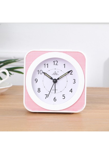 Inç Basit Stil Sessiz Gece Lambası ile Öğrenci Çocuk Yetişkin Sevimli Saat Yatak Odası Başucu Küçük Çalar Saat (Pembe) (Yurt Dışından)