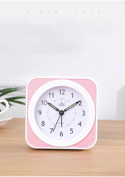 Inç Basit Stil Sessiz Gece Lambası ile Öğrenci Çocuk Yetişkin Sevimli Saat Yatak Odası Başucu Küçük Çalar Saat (Pembe) (Yurt Dışından)